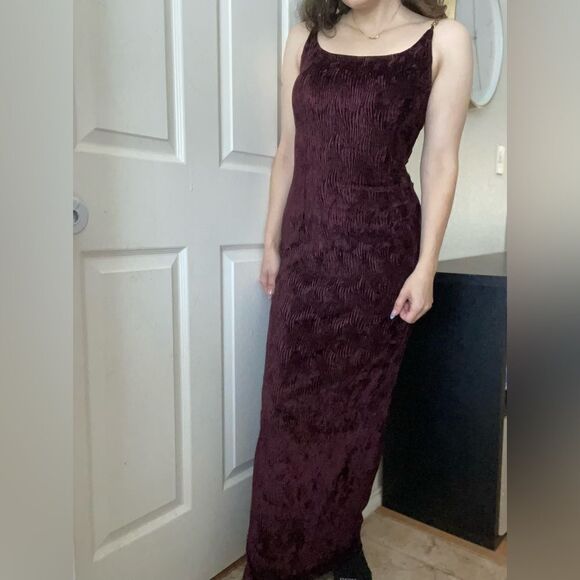 Jessica McClintock Gunne Sax Vintage Velvet Textured Boho Witchcore Maxi Dress - Picture 1 of 5